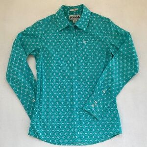 ARIAT WOMENS R.E.A.L. FITTED BUTTON DOWN WESTERN COWGIRL KIRBY STYLE SHIRT SMALL